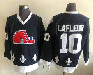 Men's Quebec Nordiques #10 Guy Lafleur Navy CCM Throwback Stitched Hockey Jersey